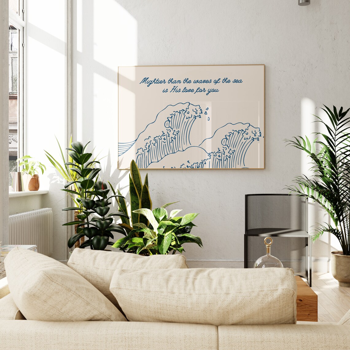 Mightier Than The Waves Art Print Minimalist Christian Wall Art Psalm 934 Print Bible Scripture Art 1 Horizontal Print - Image 3