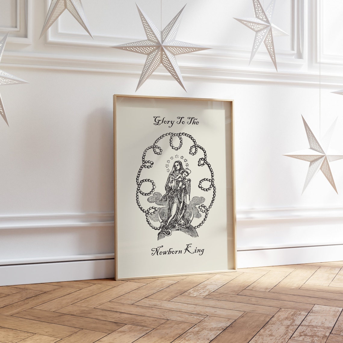 Glory To The Newborn King Vintage Madonna Christmas Nativity Poster - Image 2