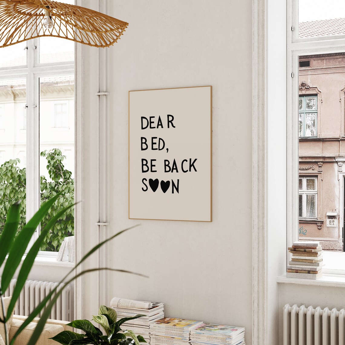 Dear Bed Be Back Soon Minimalist Heart Poster - Image 2