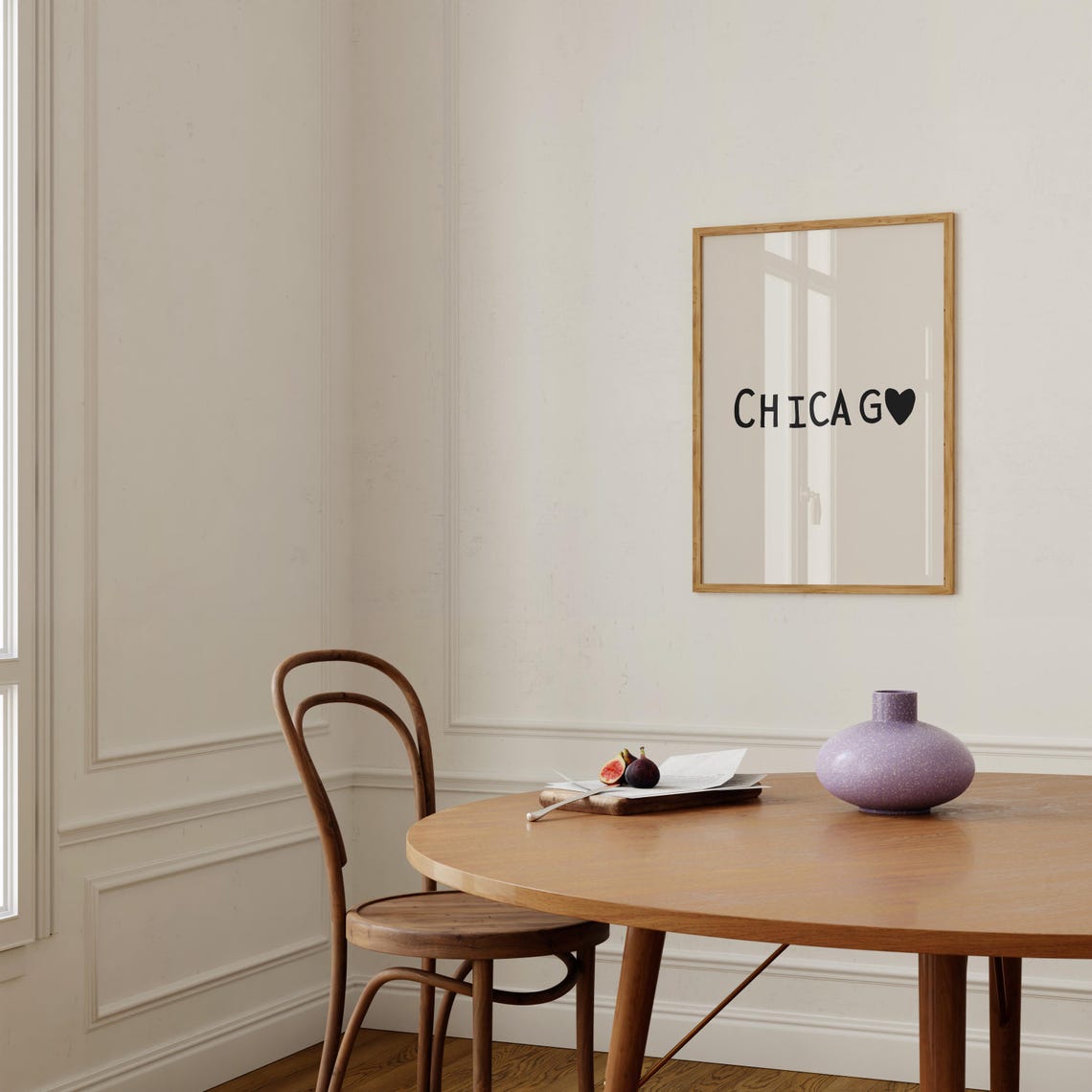 Cute Chicago Illinois Heart Minimalist Black Typography Poster - Image 2
