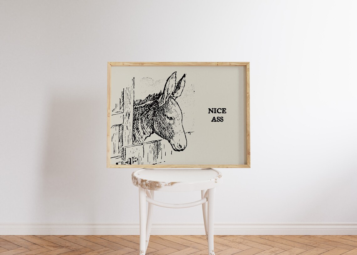 Vintage Donkey Bathroom Art Print, Minimalist - Image 2