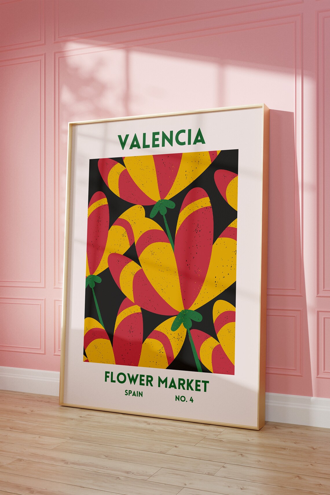 Valencia Spain Flower Market Number Four Red Yellow Blooms Wall Art