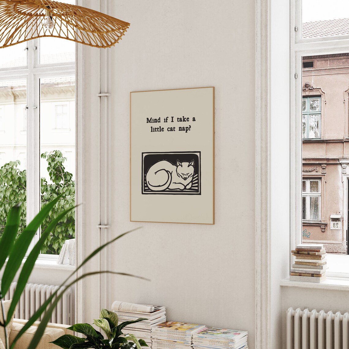 Vintage Cat Nap Art Print, Trendy Apartment Decor - Image 2