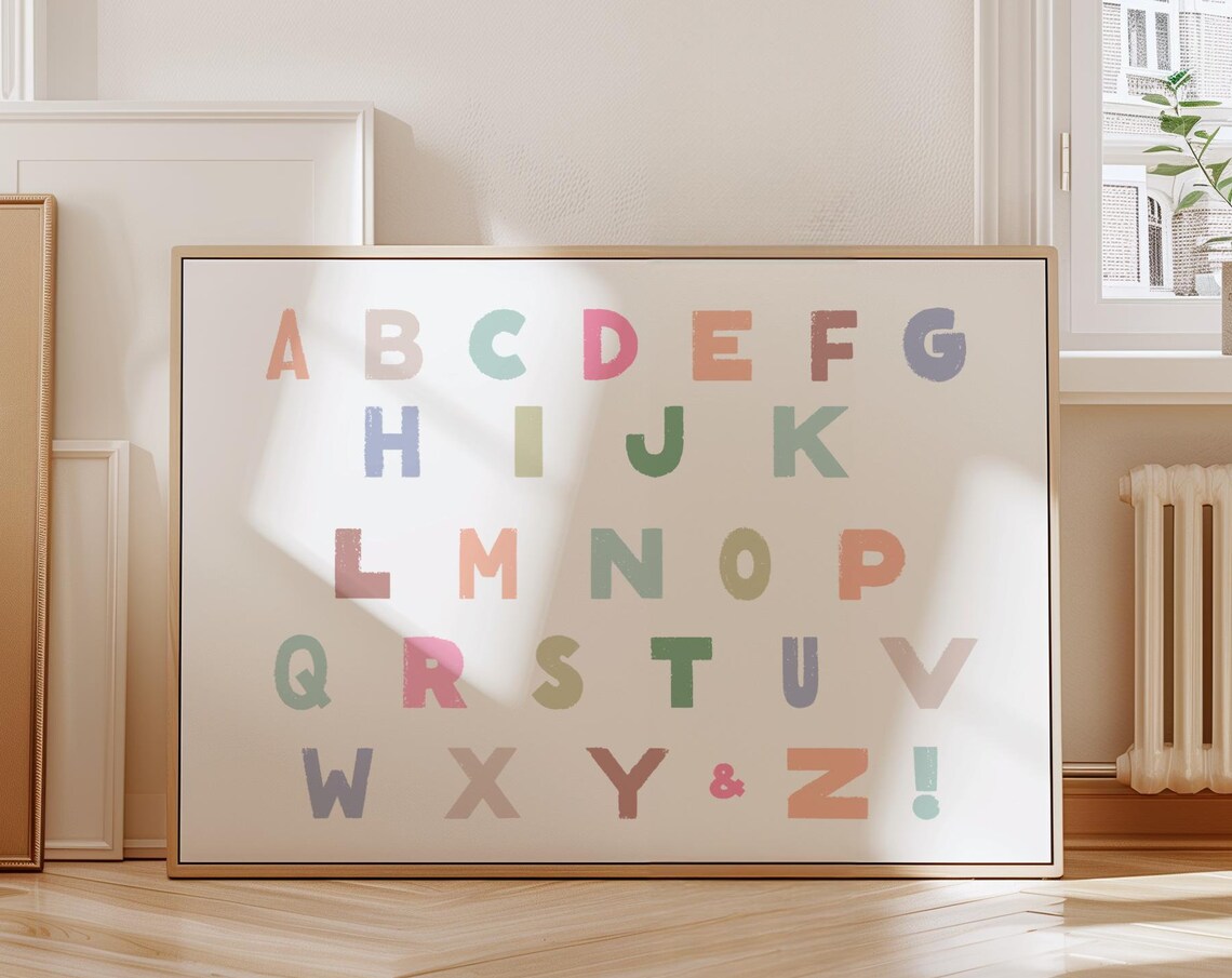 ABC Alphabet Horizontal Art Print, Nursery Classroom Decor