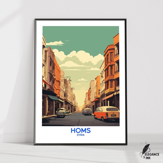 Homs Wall Hanging Posterhoms Flat Vector Illustration Canvassyria Handmade Wooden Frame And Unframed Colorful Vintage Gift