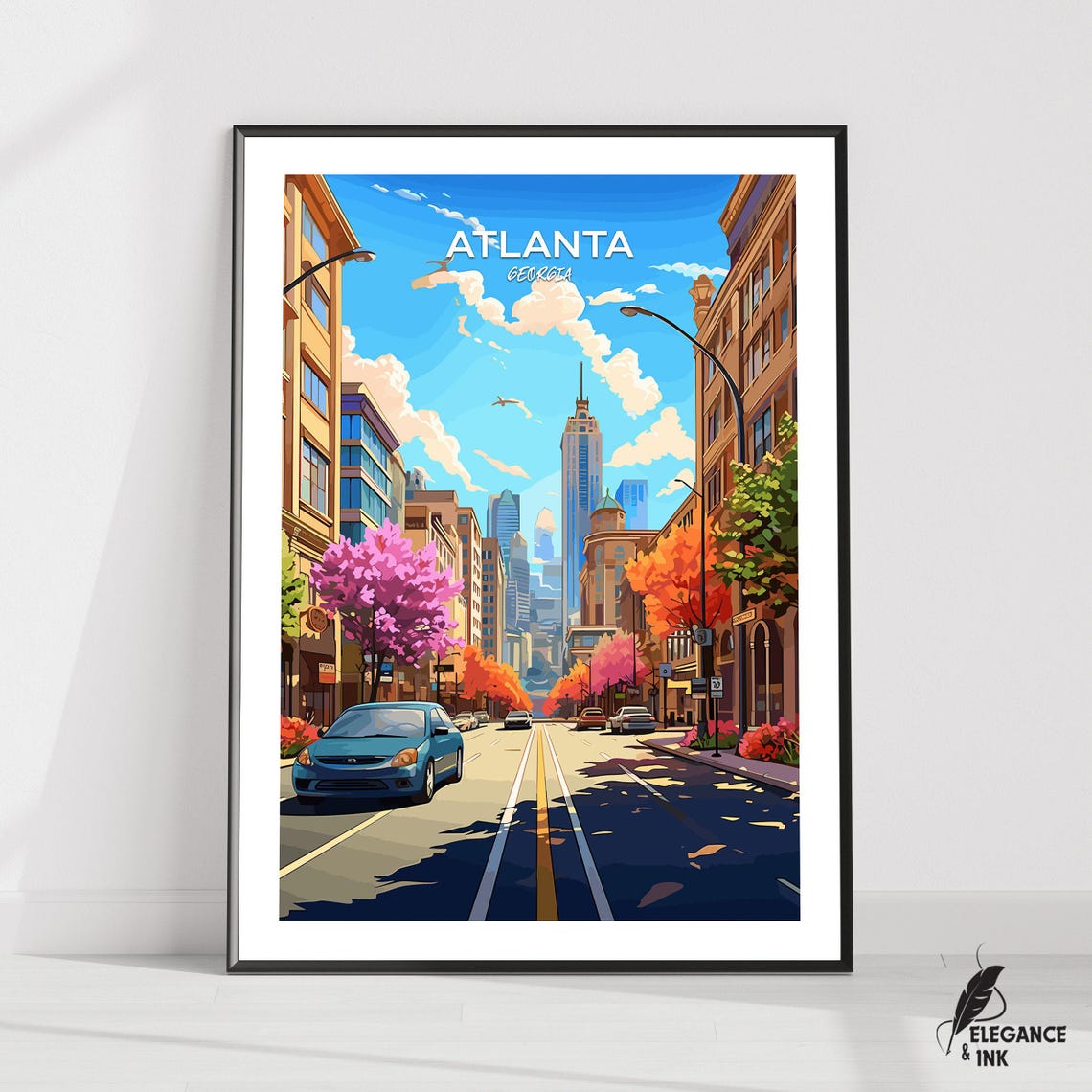 Atlanta Printatlanta Travel Posteratlanta Artworkatlanta Canvasatlanta Wall Decoratlanta Home Vintage Paintinggift Idea