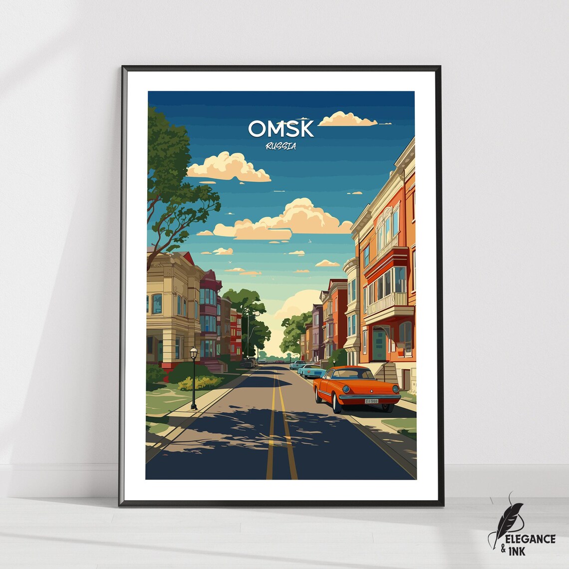 Omsk Russia Classic Vintage City Street Scene Travel Poster Gift