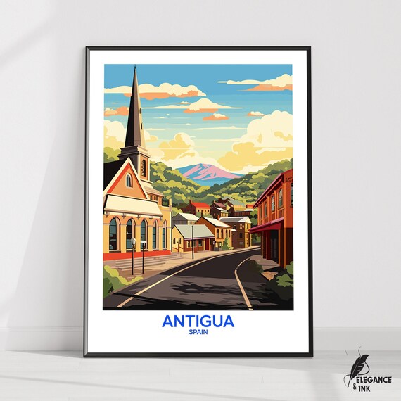 Antigua Wall Hanging Posterantigua Flat Vector Illustration Canvasantigua Handmade Wooden Frame And Unframed Colorful Vintage Gift