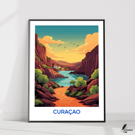 Curaao Postercuraao Wall Artcuraao Decorcuraao Travel Printillustrationhome Decorwall Art Gift Ideawedding Anniversary