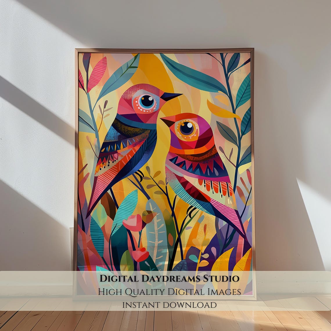 Vibrant Geometric Bird Art Instant For Boho Decor Abstract Bird Art Colorful Wall Decor Boho Bird Print - Image 2