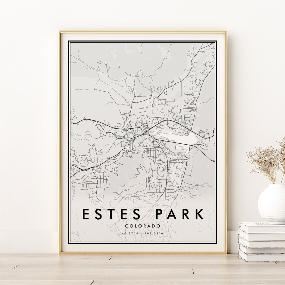 Estes Park Map Print, Colorado Retro Travel Poster