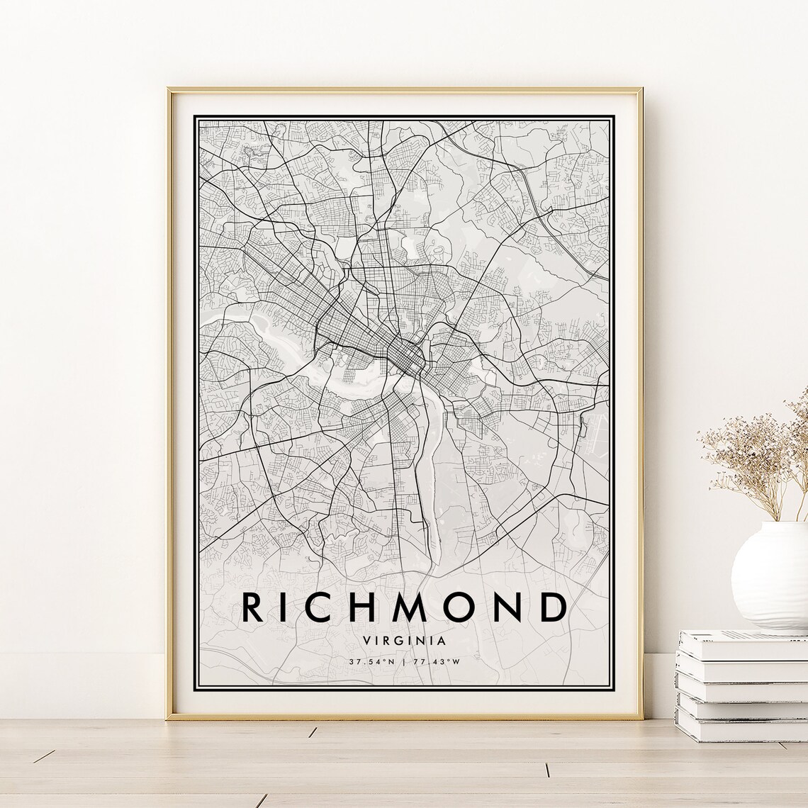 Richmond City Map Virginia Minimalist Art Print