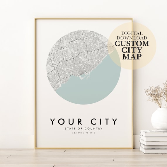 Custom City Map Art Print, Valentine's Day Gift