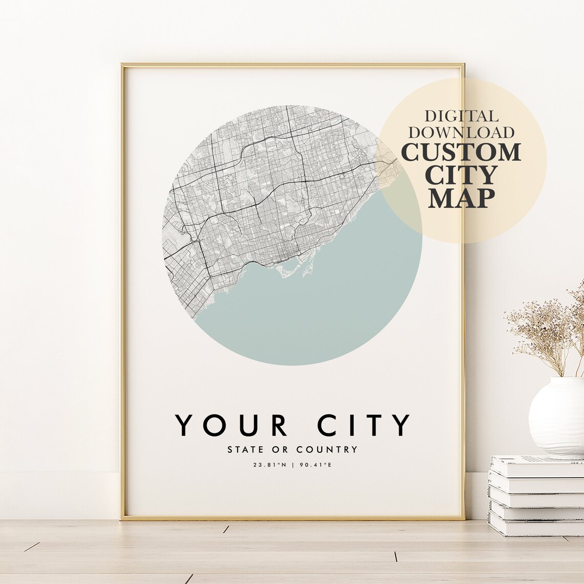 Custom City Map Art Print, Valentine's Day Gift