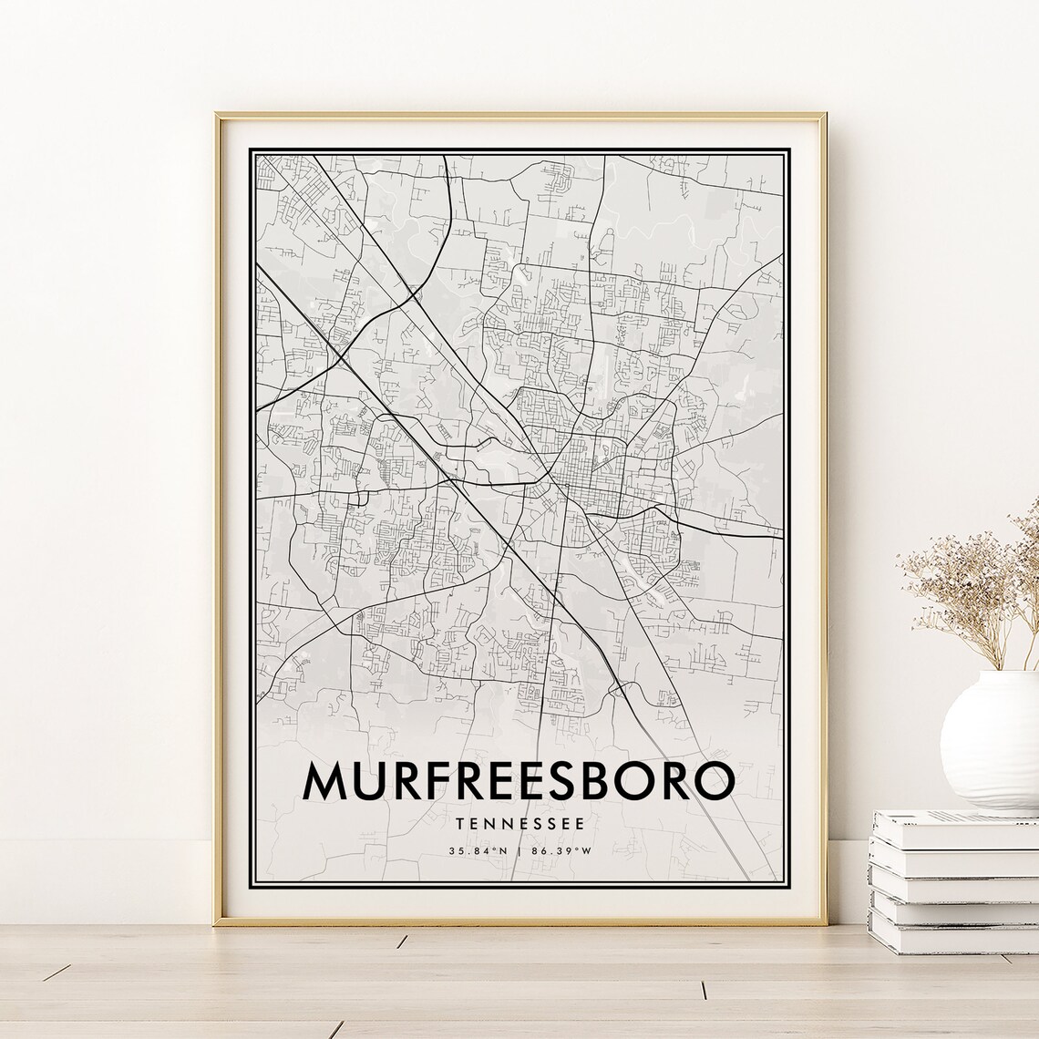 Murfreesboro City Map Print, Tennessee Travel Poster