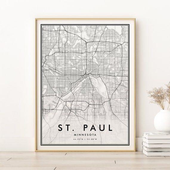 St Paul Map Print, Minnesota City Travel Poster