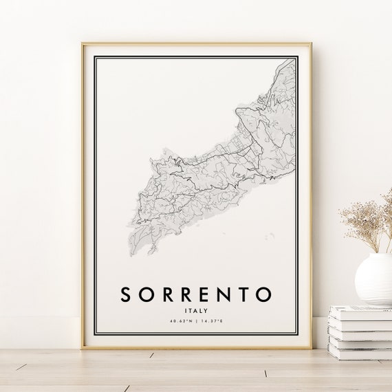 Sorrento Map Print Italy City Poster Personalized Travel Road Gift Gifts For Him
