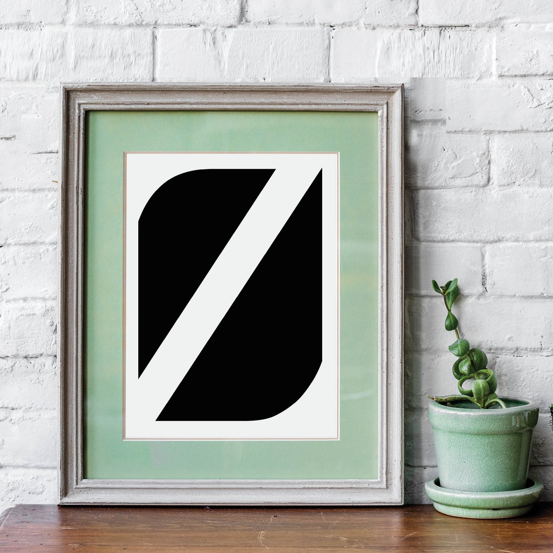 Initial Letter Monogram Black White Serif Gallery Wall Art Trio - Image 5