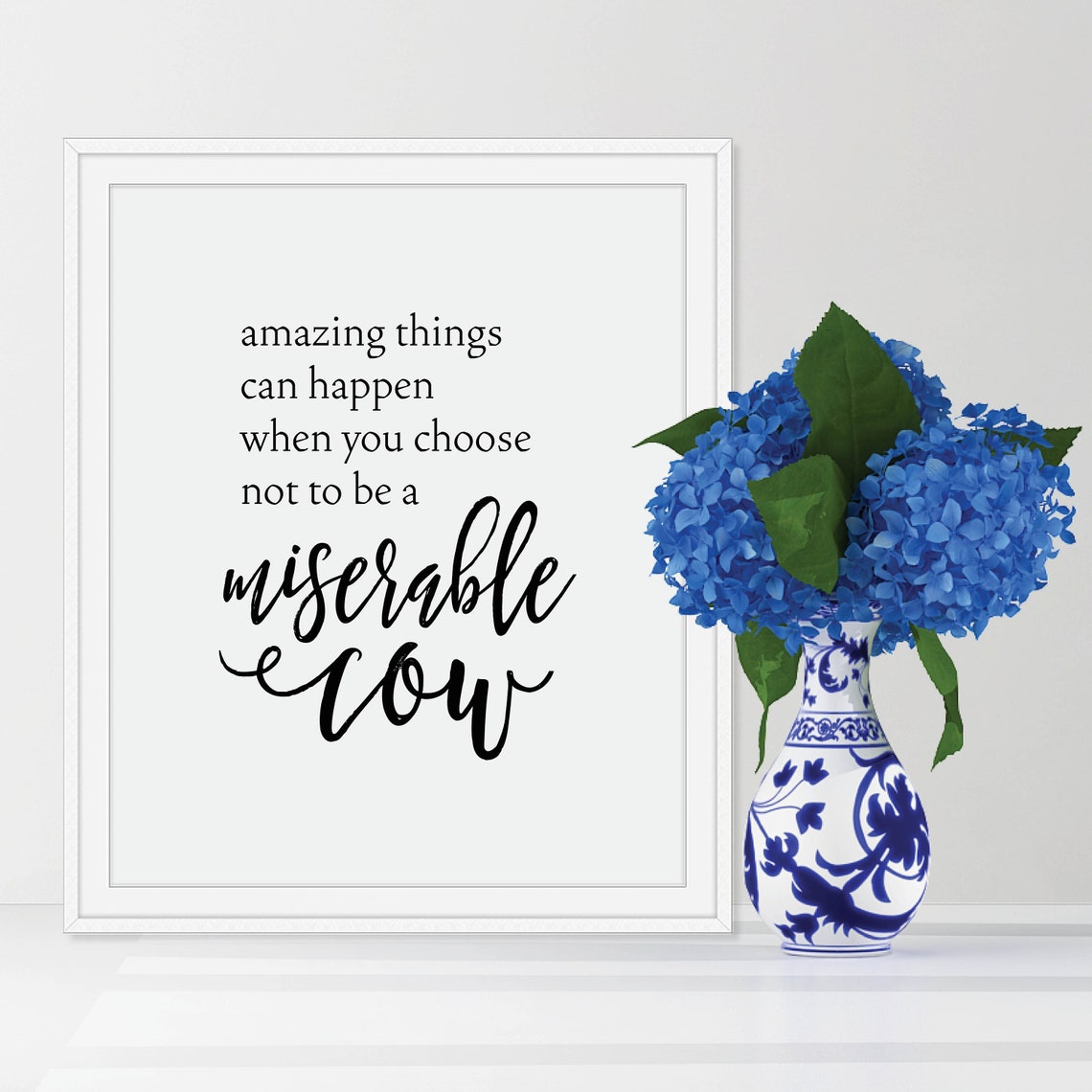 Miserable Cow Funny Quote Poster Amazing Things Can Happen Art - Image 3