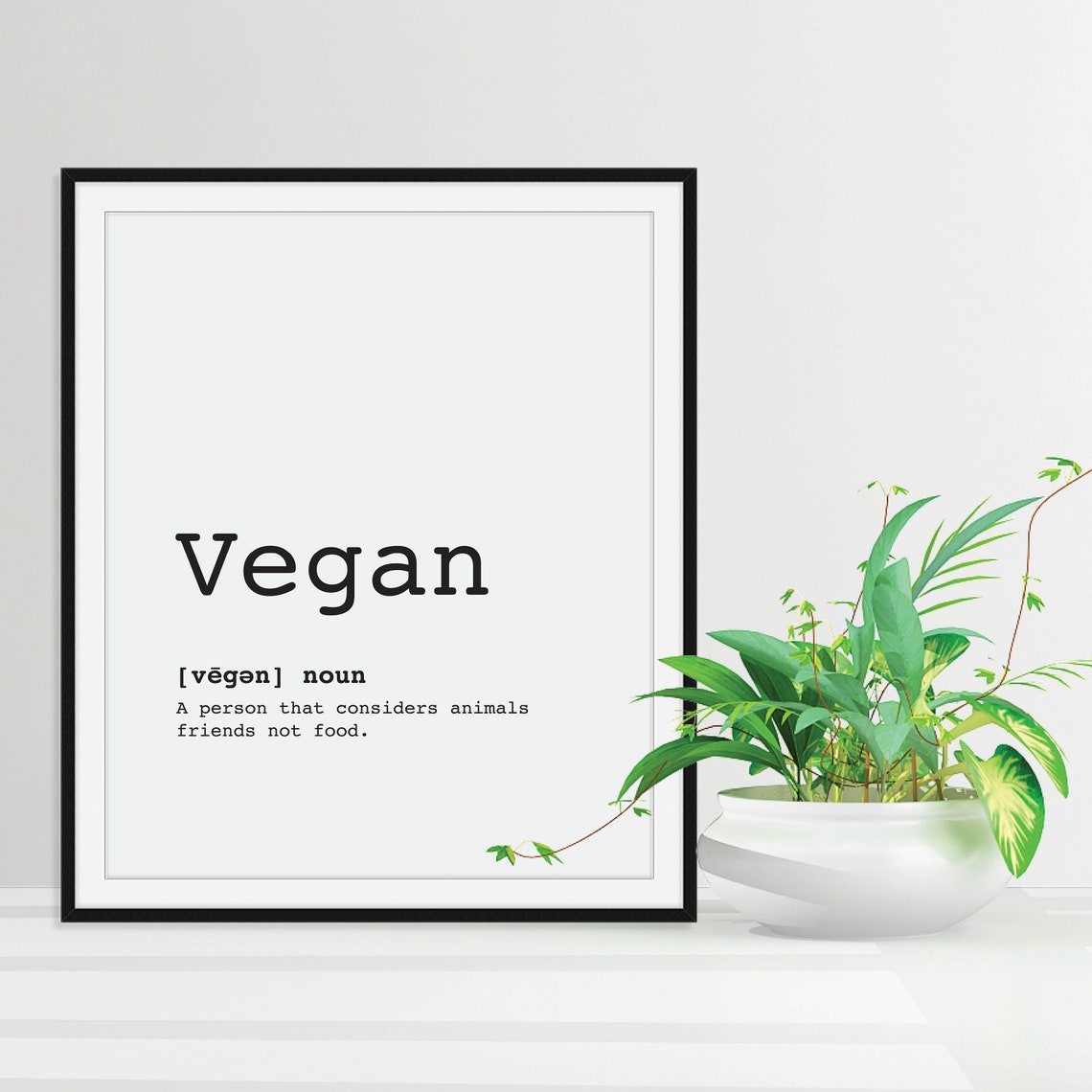 Vegan Definition Dictionary Funny Animal Lover Kitchen Quote Print