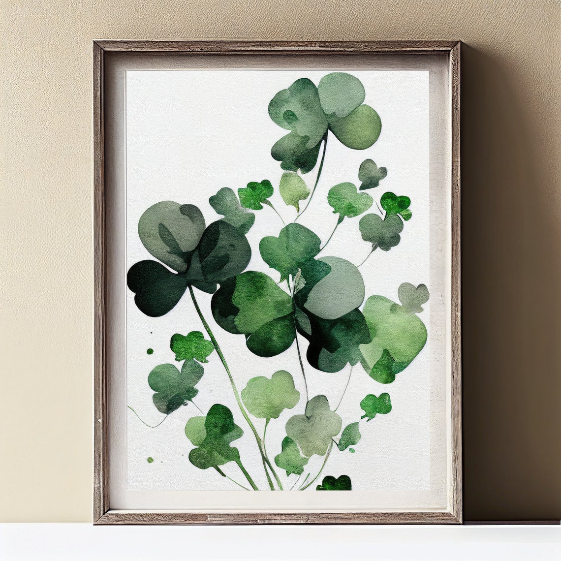 Fresh Green Shamrock Clover Watercolor Botanical St Patrick Art Print - Image 2