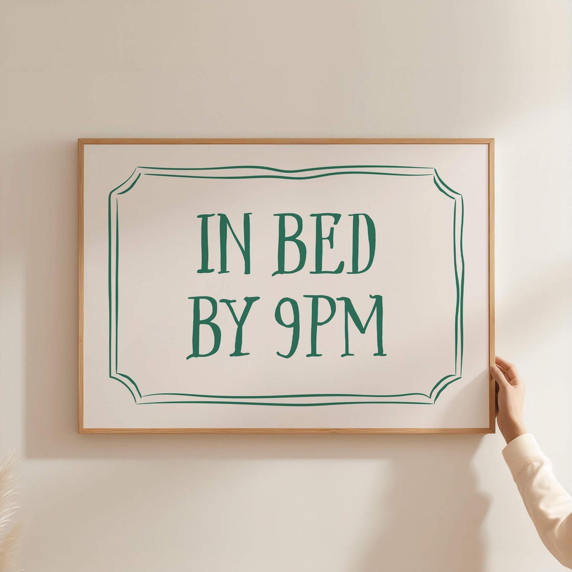 In Bed By 9PM Green Quote Poster Funny Sleep Lover Bedroom Decor