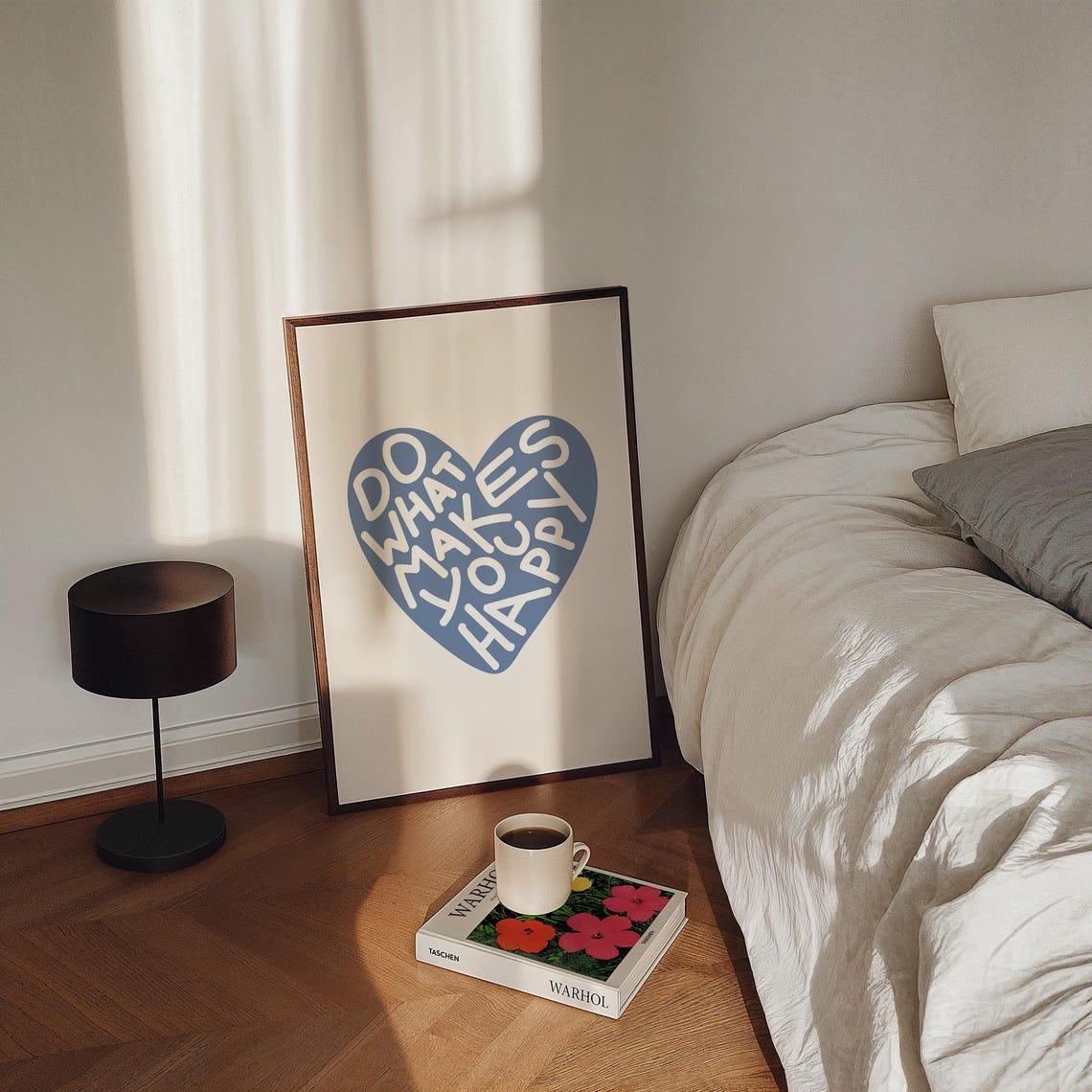 Do What Makes You Happy Blue Heart Typography Quote Art Poster - Image 5