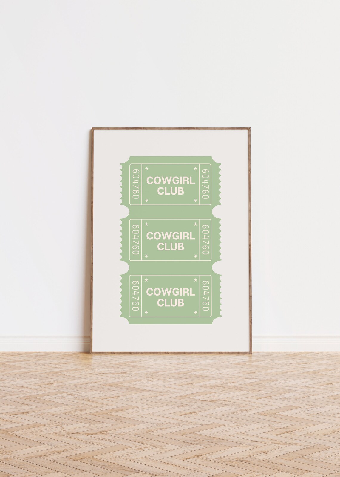 Green Cowgirl Club Admission Ticket Art Print