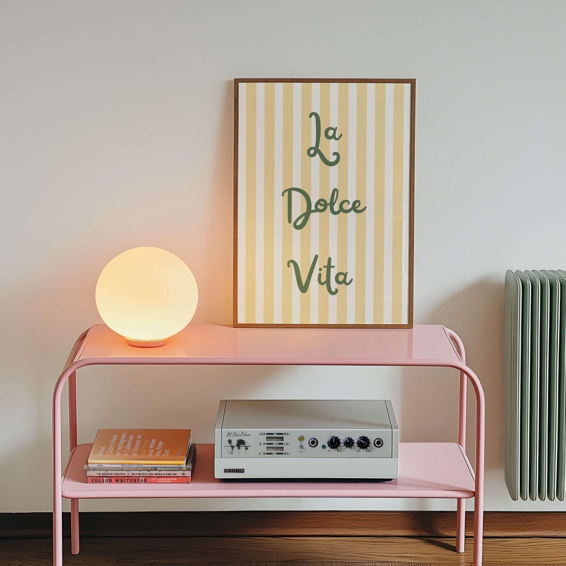 La Dolce Vita Striped Script Italian Summer Coastal Kitchen Poster