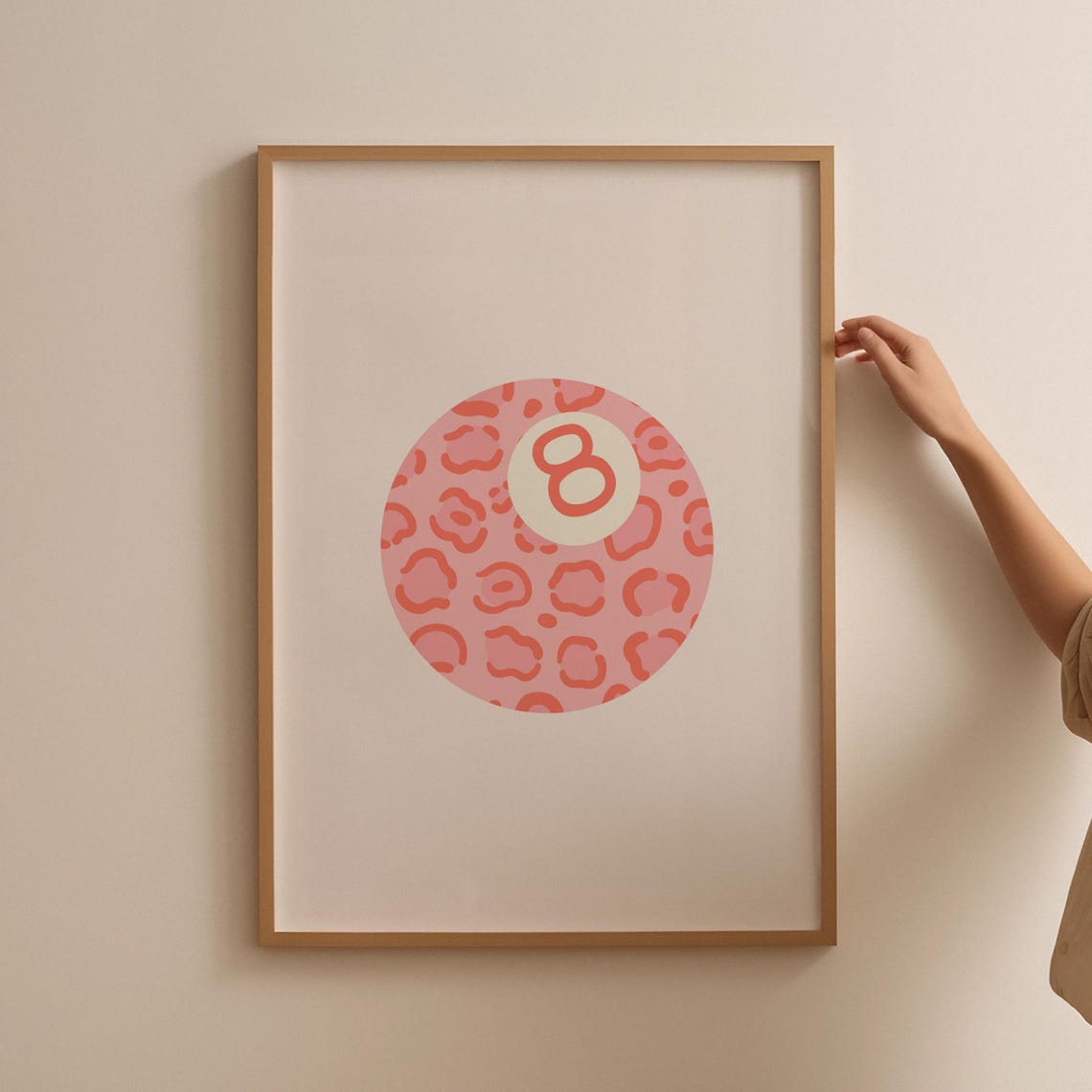 Pink Leopard 8 Ball Pool Trendy Preppy Girly Dorm Room Poster