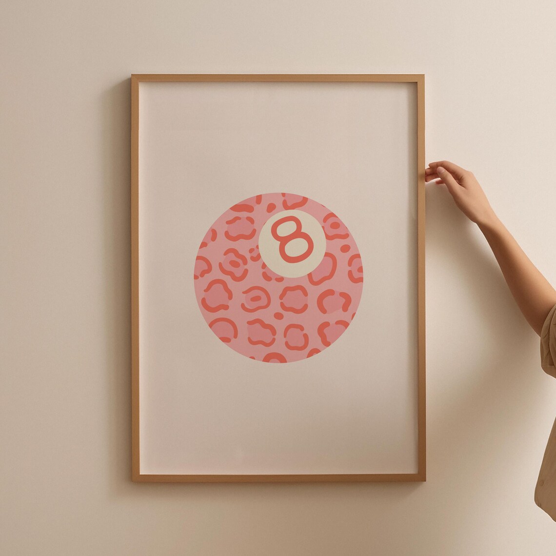 Pink Leopard 8 Ball Print Cheetah Wall Pool Poster Cool Dorm Room Decor Trendy Preppy