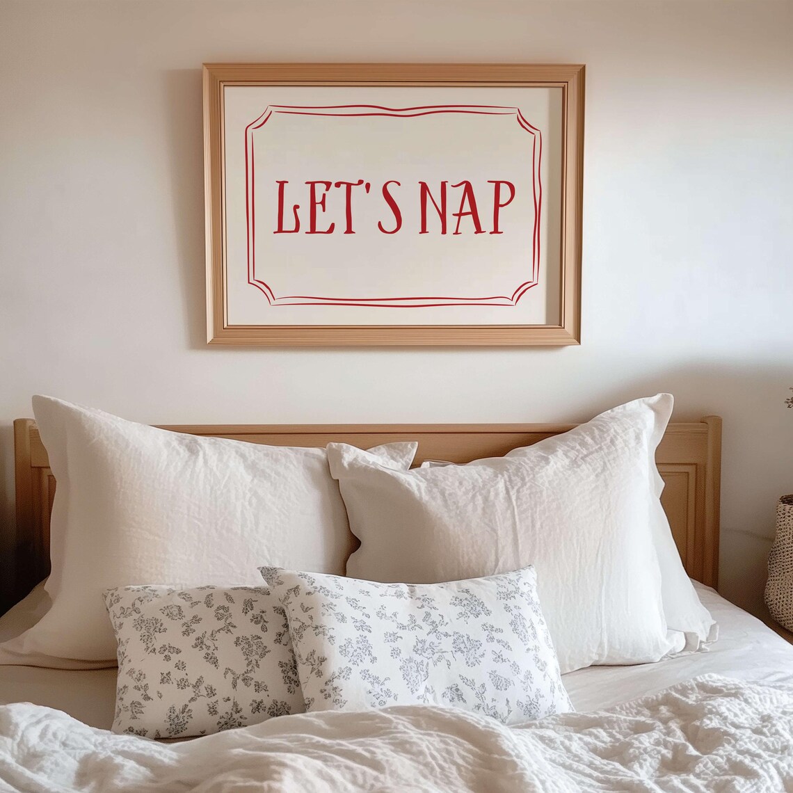 Lets Nap Above Bed Aesthetic Bedroom Art Print