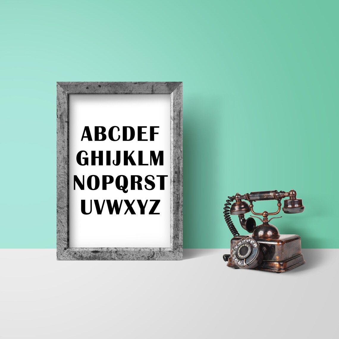 ABC Alphabet Letters Bold Black Kids Nursery Educational Poster