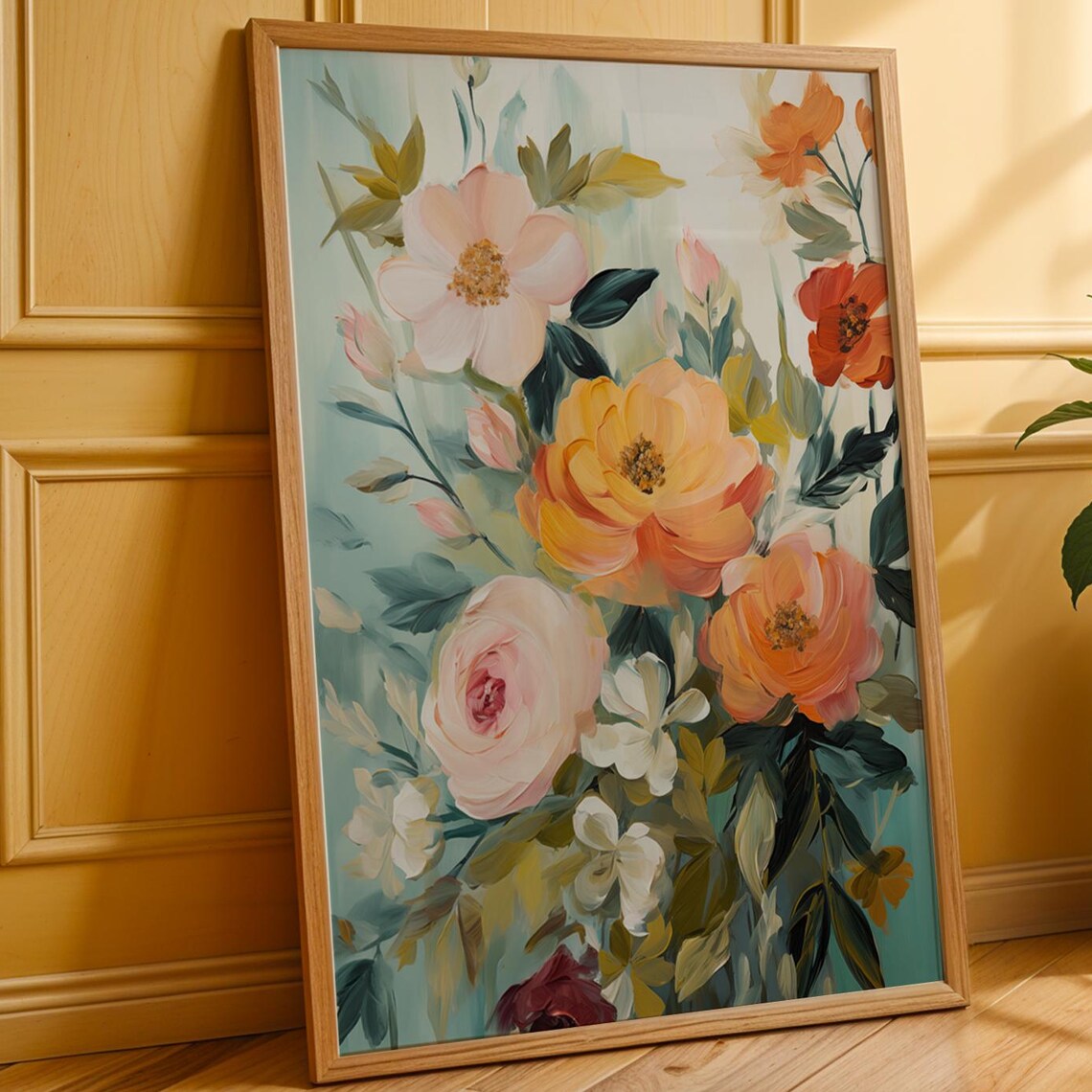 Colorful Flowers Poster, Modern Boho Botanical