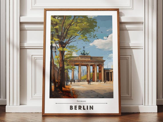 Berlin Travel Poster Scenic Wall Art Print City Skyline And Landmark Decor German Adventure Urban Home Gift
