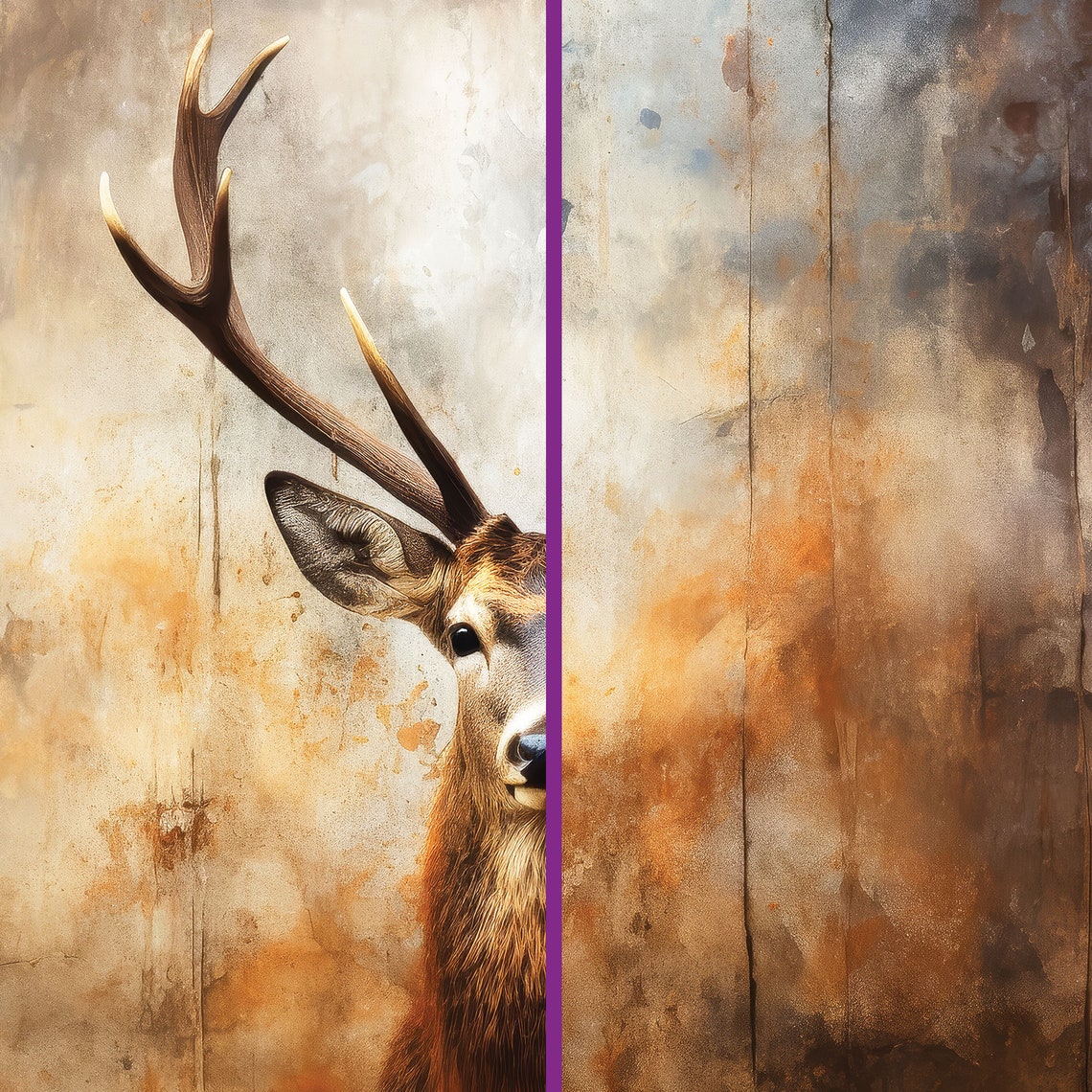 Textured Sepia Stag Portrait Poster with Warm Rustic Wildlife Artwork - Image 2