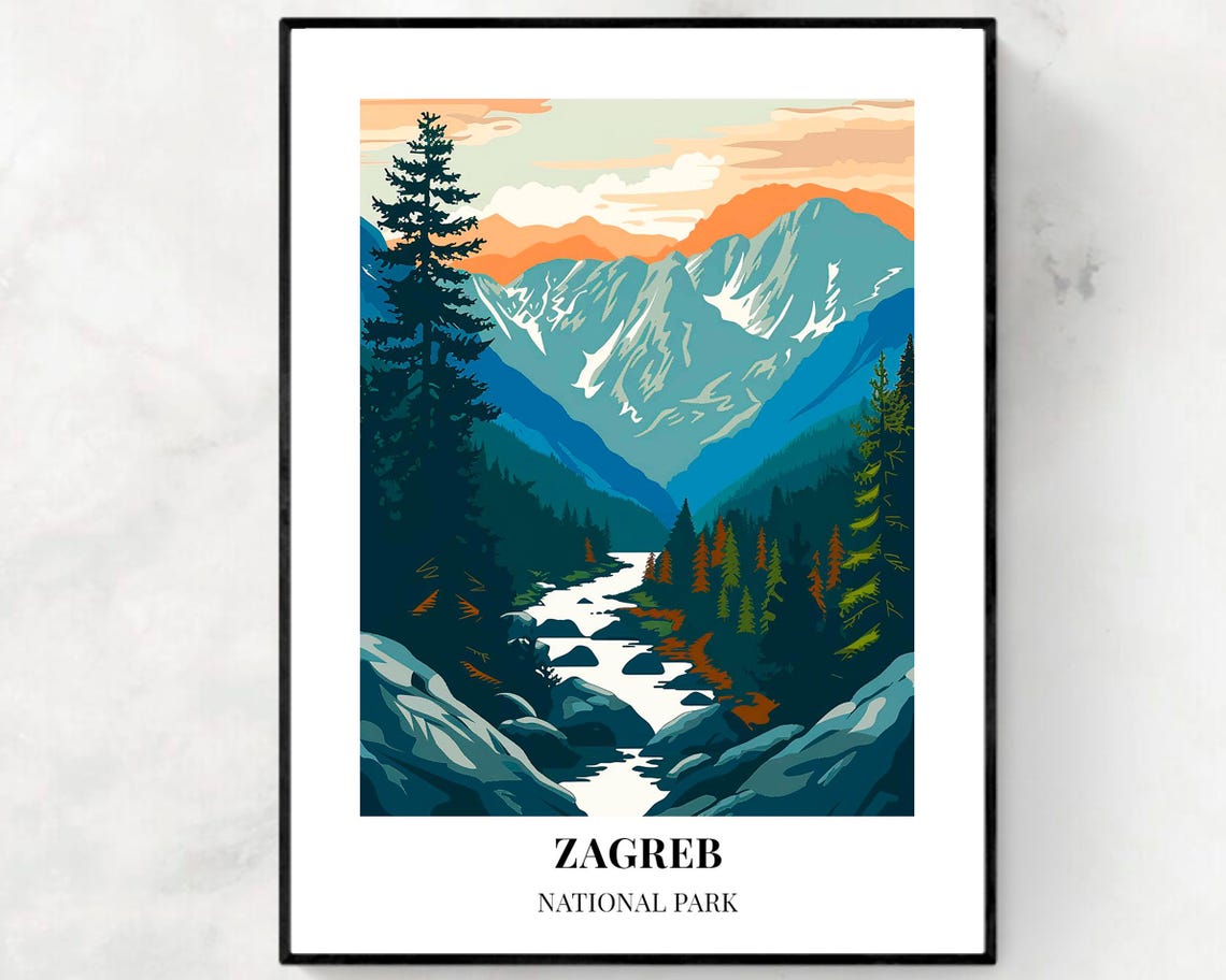 Zagreb Croatia Travel Print Wall Art Zagreb National Park City Print Zagreb Croatia Travel Gift Zagreb Croatia Poster Travel Gift