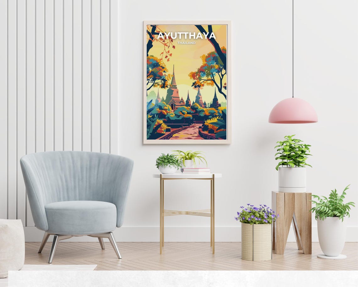 Ayutthaya Thailand Ancient Temple Spires Golden Sunset Poster - Image 2