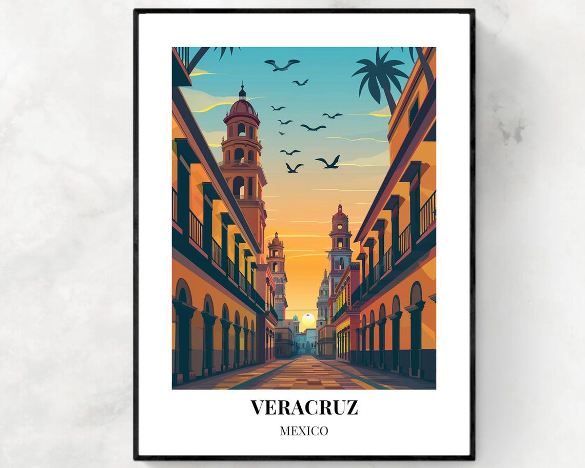 Zcalo De Veracruz Travel Print Wall Art Veracruz Mexico City Print Zcalo De Veracruz Travel Gift Zcalo De Veracruz Poster