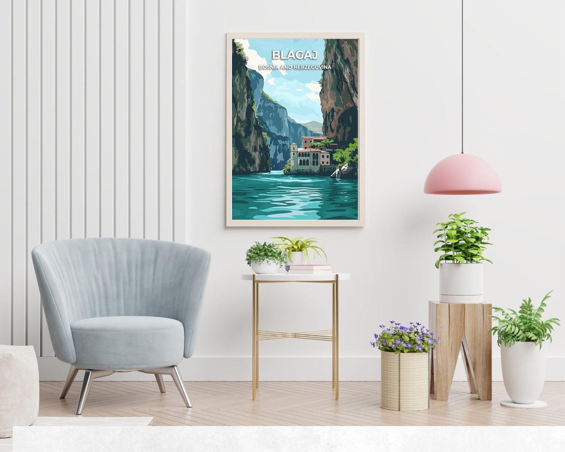 Blagaj Tekija Travel Print Wall Art Blagaj Bosnia And Herzegovina City Print Blagaj Tekija Travel Gift Blagaj Tekija Poster Wall Art - Image 2