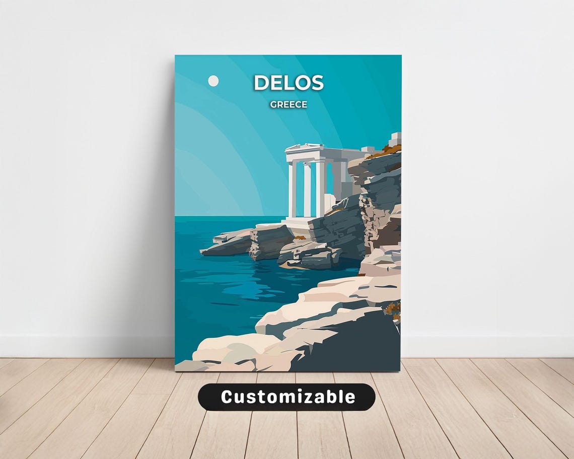 Delos Greece Ancient Island Ruins Coastal Landscape Travel Poster