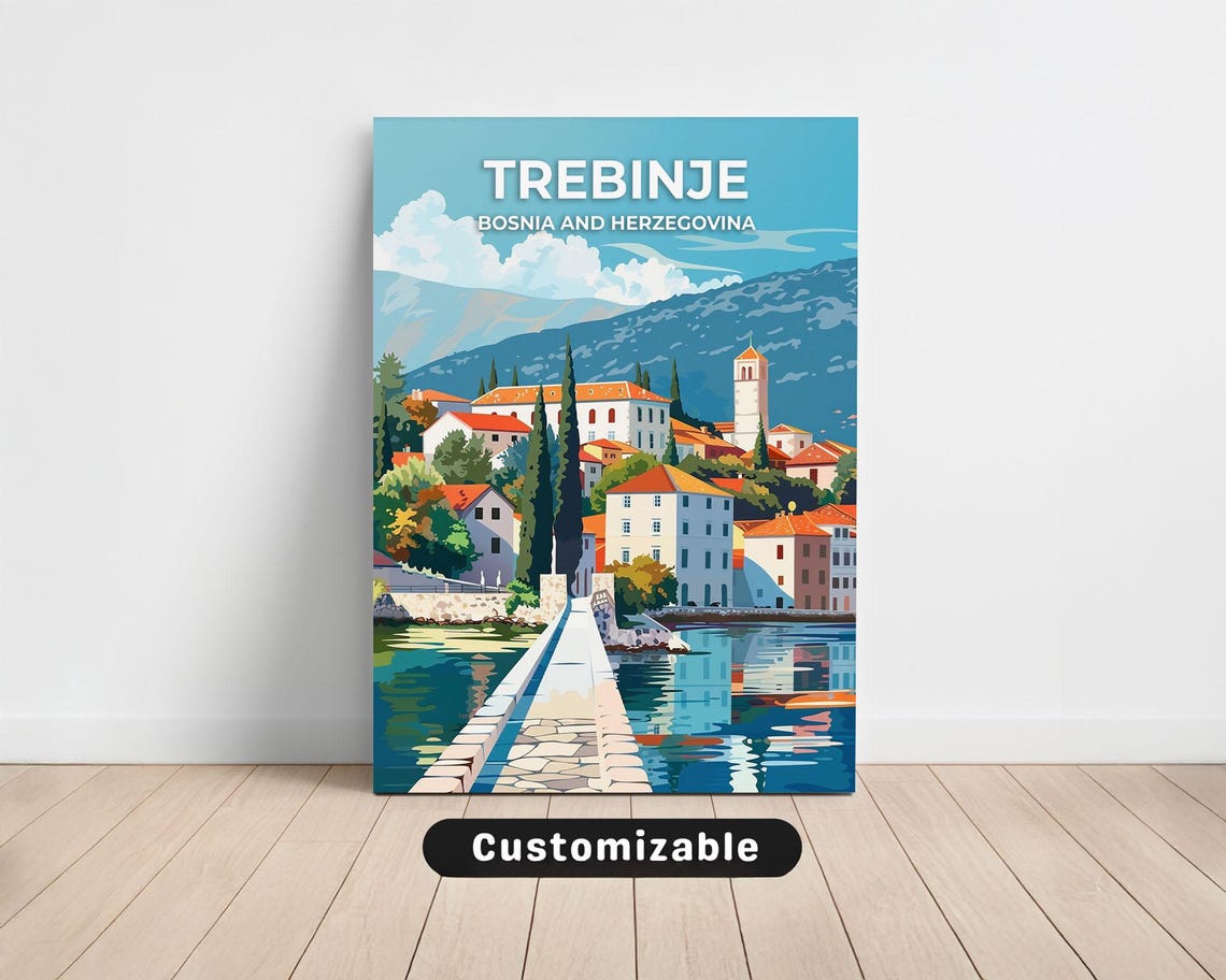 Trebinje Bosnia And Herzegovina Riverside Town Travel Art Poster