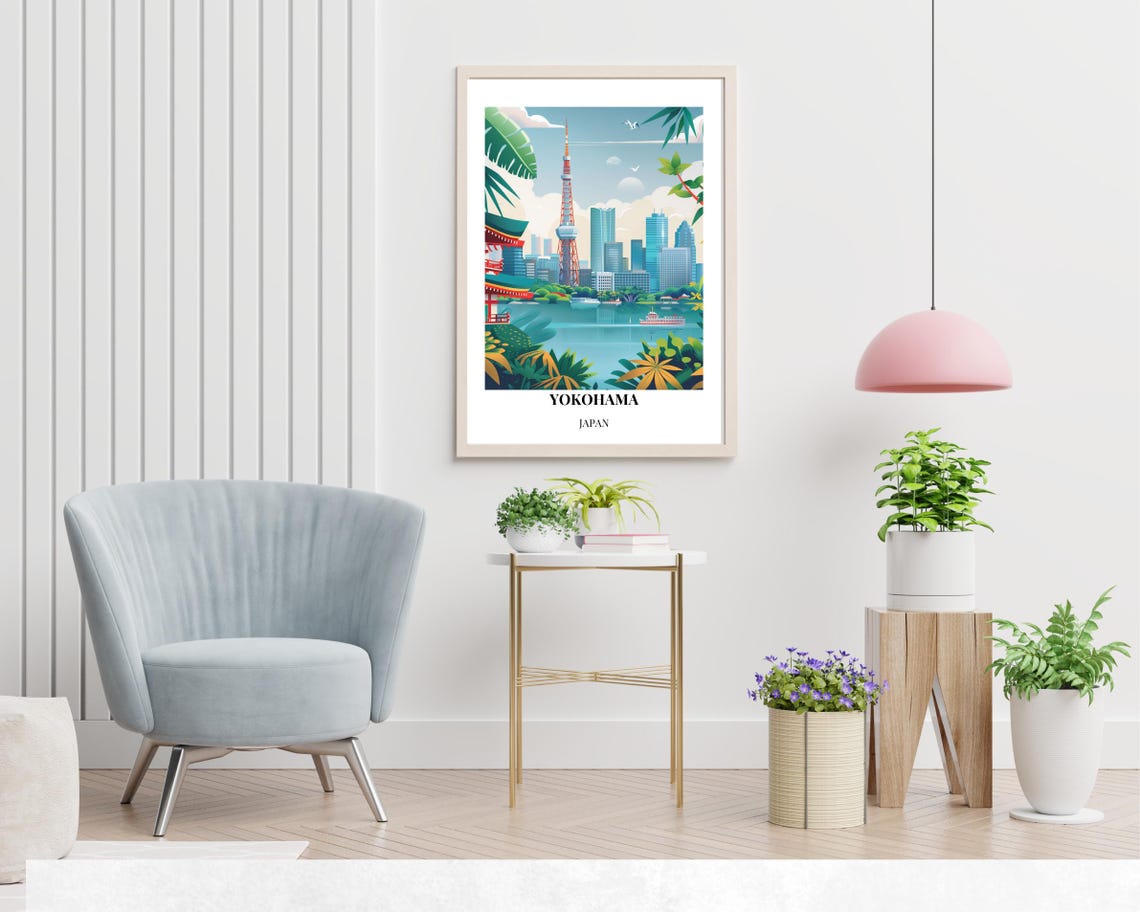 Yokohama Landmark Tower Travel Print Wall Art Yokohama Japan City Print Yokohama Landmark Tower Travel Gift Wall Art - Image 2
