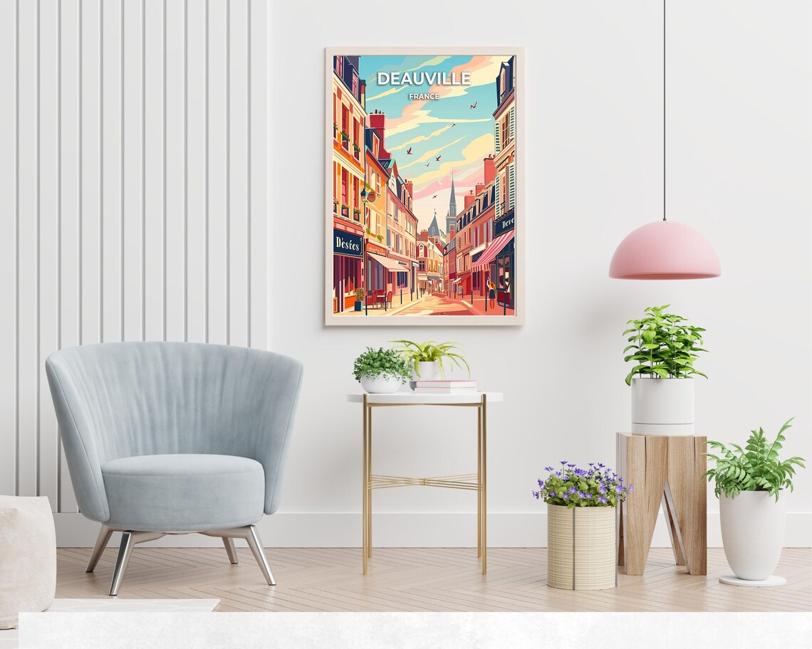 Deauville France Charming Old Street Vintage Travel Art Poster - Image 2