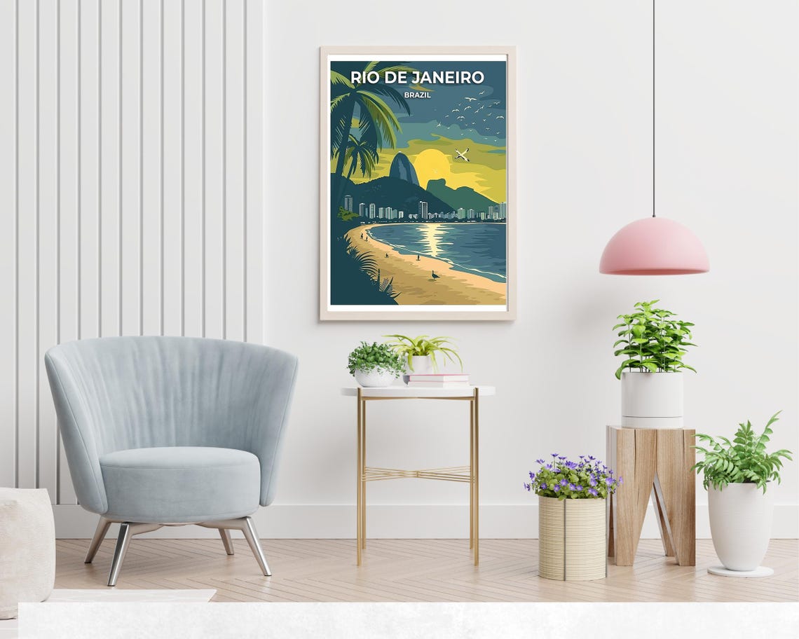 Rio de Janeiro Brazil Golden Sunset Over Copacabana Beach Poster - Image 2
