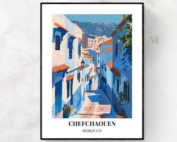 Chefchaouen Morocco Travel Wall Art Poster Print