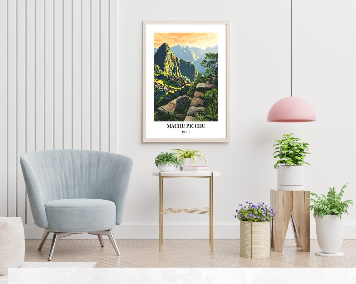 Machu Picchu Golden Sunset Stone Terraces Peru Travel Poster - Image 2