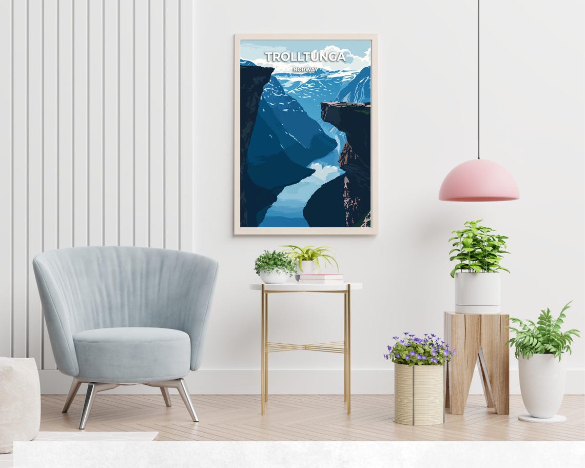 Trolltunga Norway Dramatic Cliff Ledge Over Mountain Fjord Poster - Image 2
