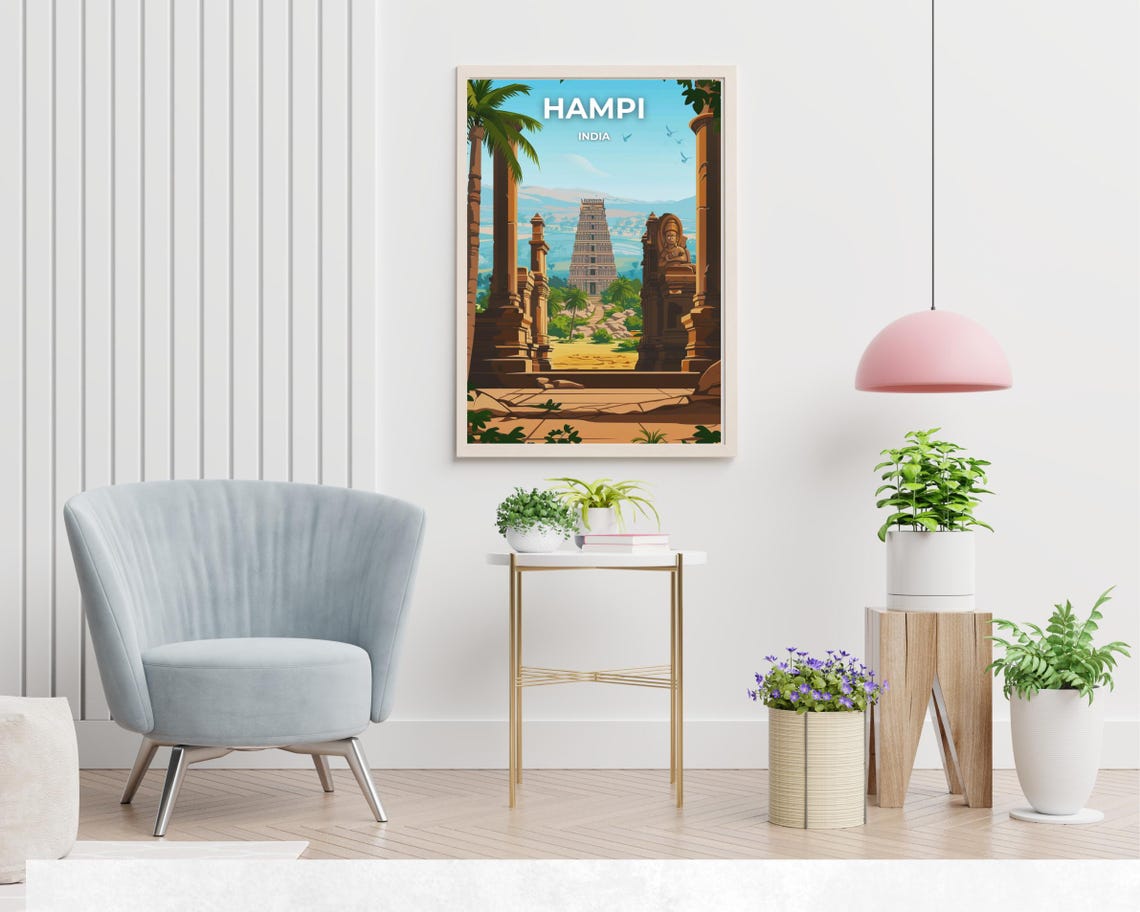 Hampi India Ancient Temple Tower Stone Pillars Heritage Poster - Image 2