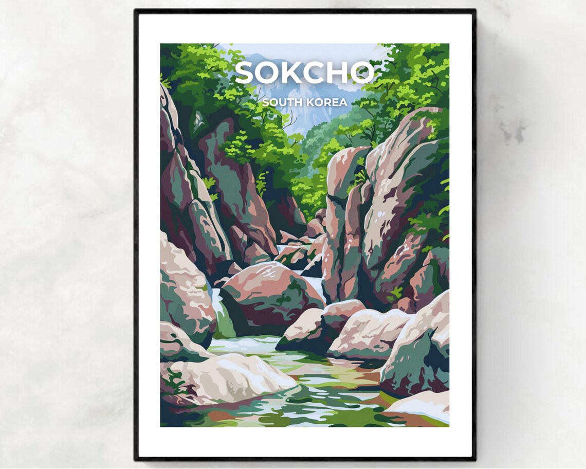 Seoraksan National Park Travel Print Wall Art Sokcho South Korea City Print Seoraksan National Park Travel Gift
